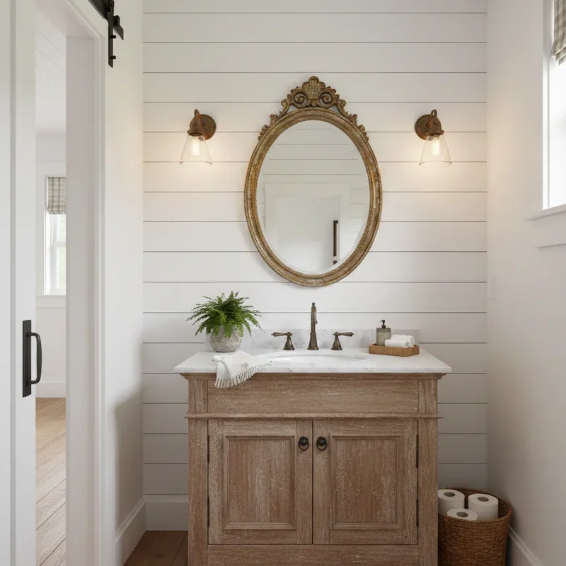 Farmhouse Half Bathroom Ideas