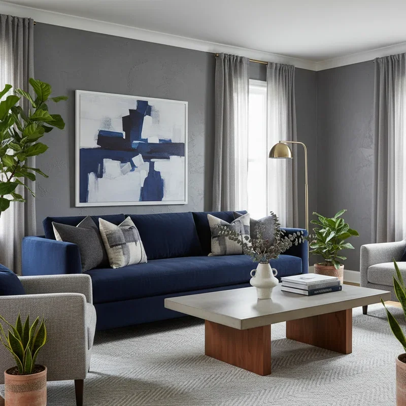 Navy Blue and Grey Living Room Ideas