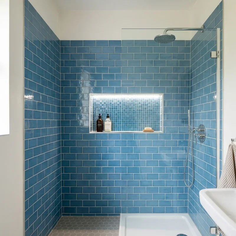 Blue Subway Tile Bathroom Ideas