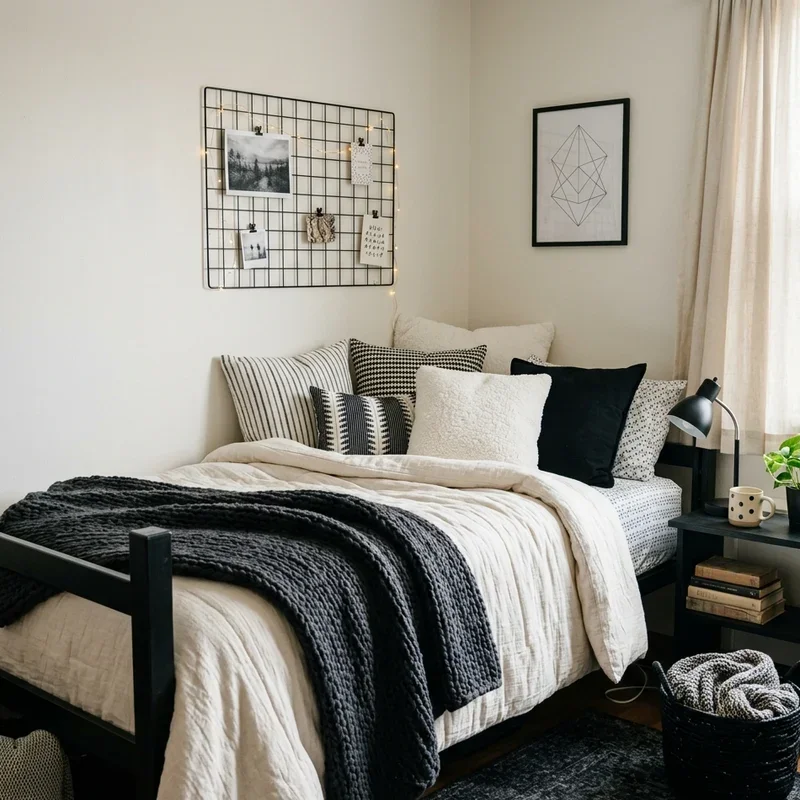 Black and White Dorm Room Ideas