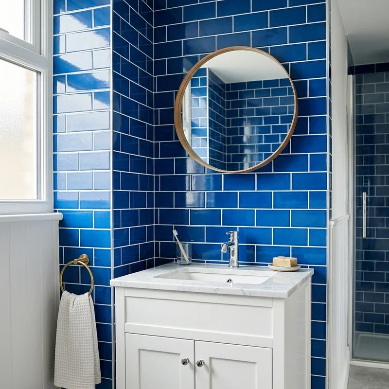 Blue Subway Tile Bathroom Ideas