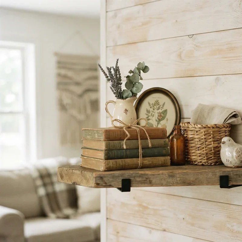 Farmhouse Living Room Shelf Decor Ideas