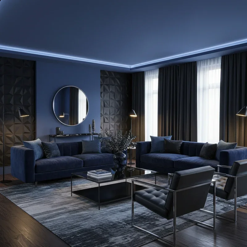 Black and Blue Living Room Ideas