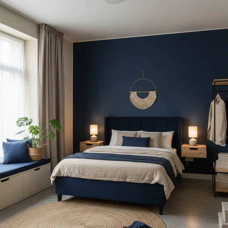 Navy Blue and Beige Bedroom Ideas