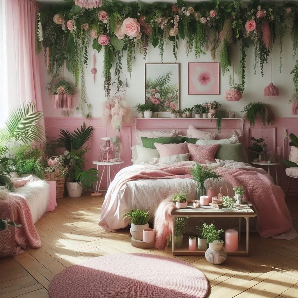 Pink And Green Cottagecore Bedroom