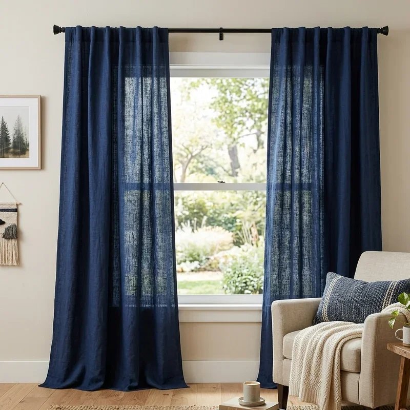 Navy Blue Curtains Living Room Ideas