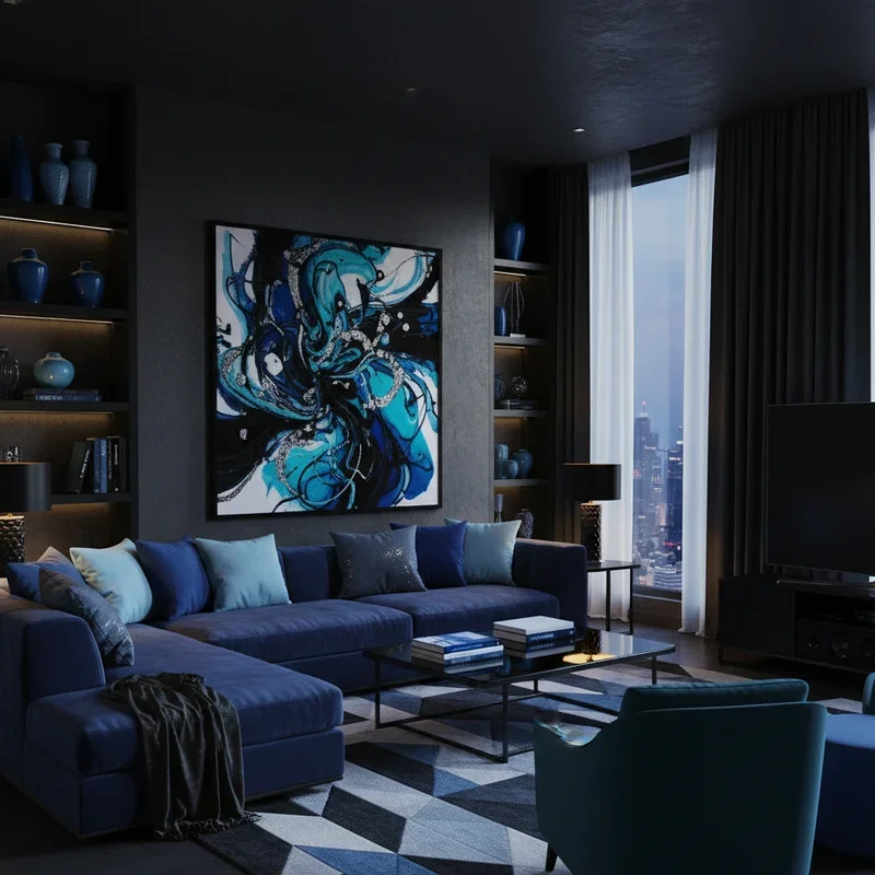 Black and Blue Living Room Ideas