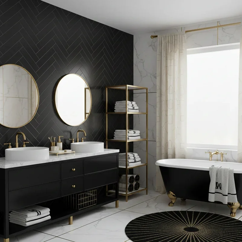 Black White and Gold Bathroom Ideas