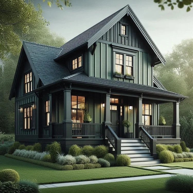 15 Dark Green House with Black Trim Ideas to Try