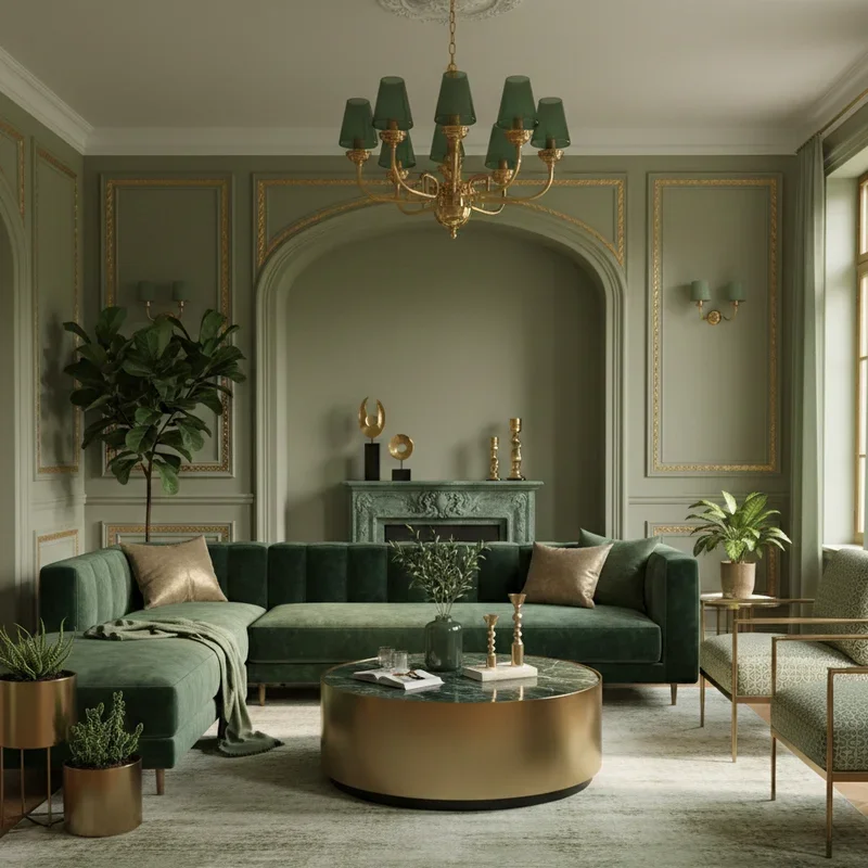 Green and Gold Living Room Ideas