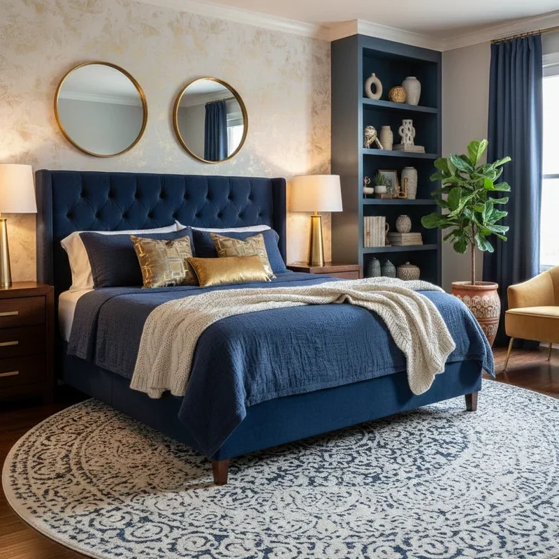 Navy Blue and Gold Bedroom Ideas
