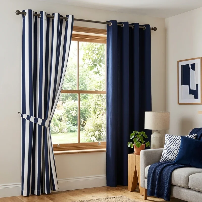 Navy Blue Curtains Living Room Ideas