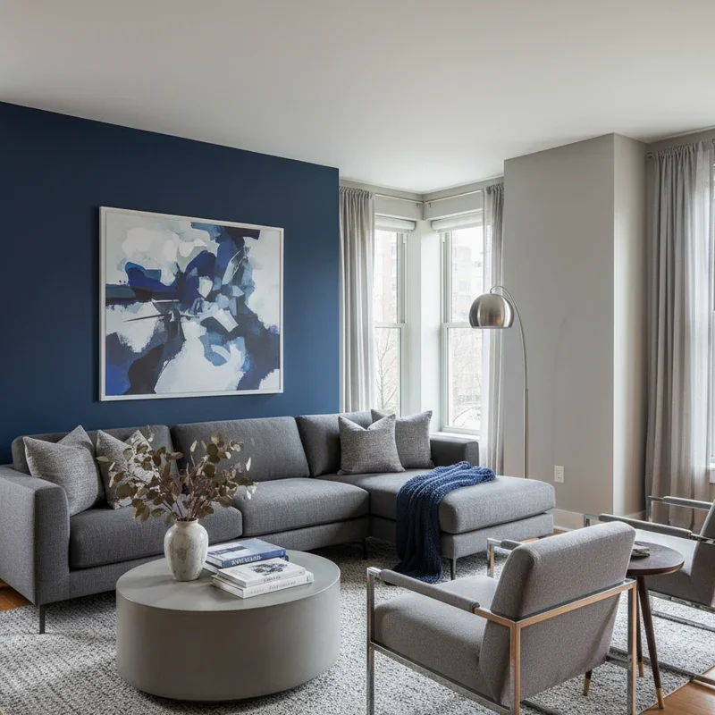 Navy Blue and Grey Living Room Ideas