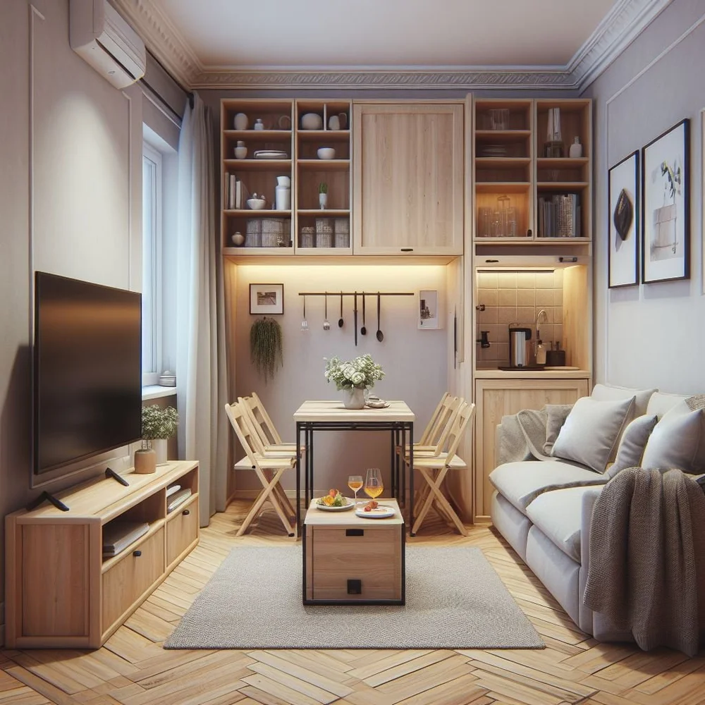 15 Small Living Room Ideas with TV and Dining Table