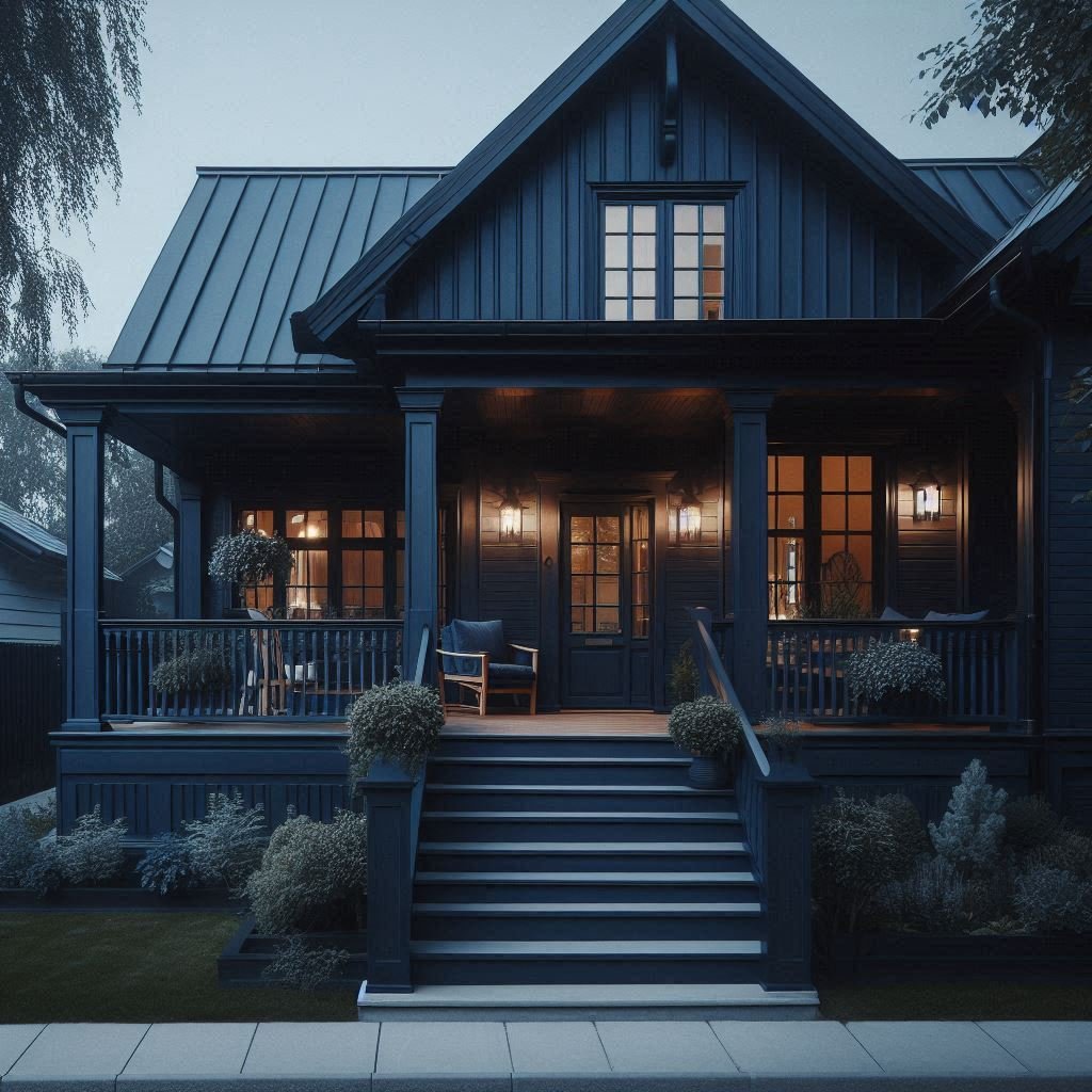 15 Creative Dark Blue House Ideas for Curb Appeal