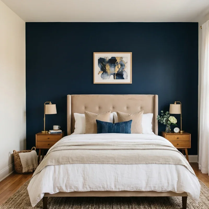 Navy Blue Accent Wall Bedroom Ideas