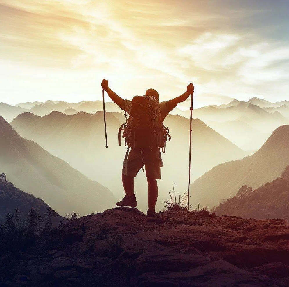 Adventurous hikers on a challenging trail.