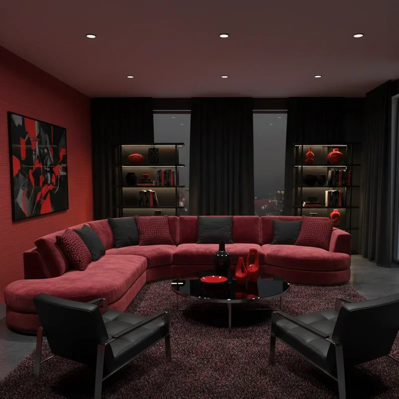Red and Black Living Room Ideas