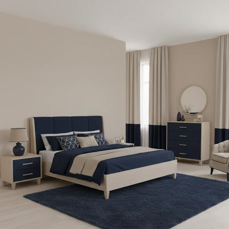 Navy Blue and Beige Bedroom Ideas