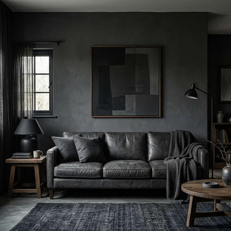 Dark Grey Leather Sofa Living Room Ideas