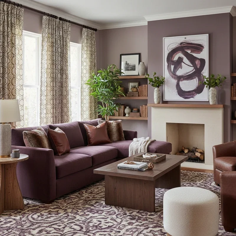 Purple and Brown Living Room Ideas