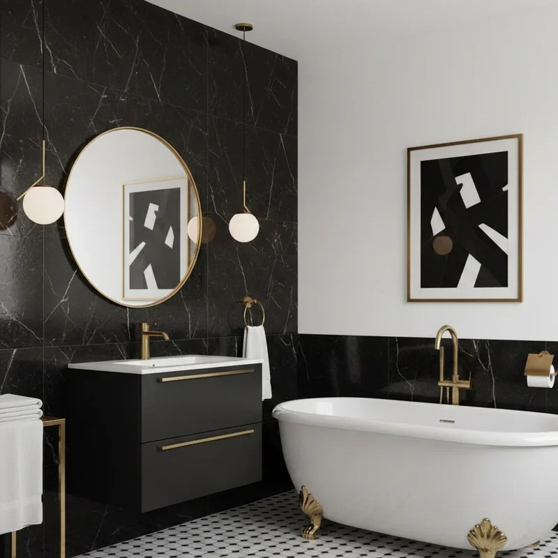 Black White and Gold Bathroom Ideas