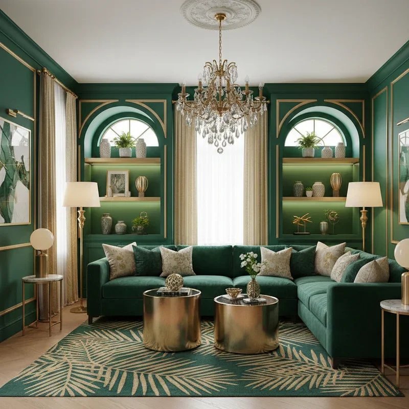 Green and Gold Living Room Ideas