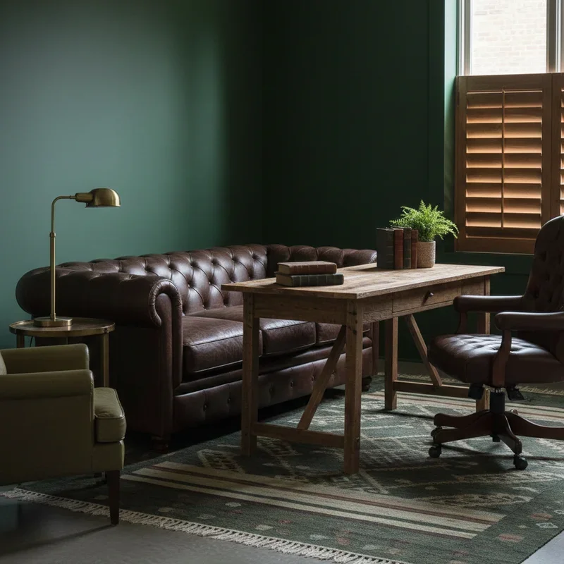 Dark Green Home Office Ideas