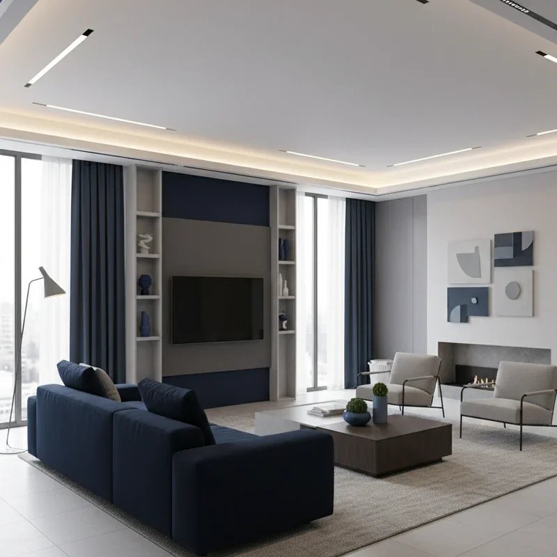 Navy Blue and Grey Living Room Ideas