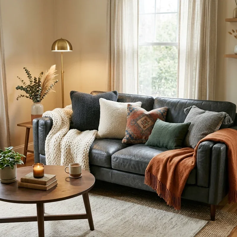 Dark Grey Leather Sofa Living Room Ideas