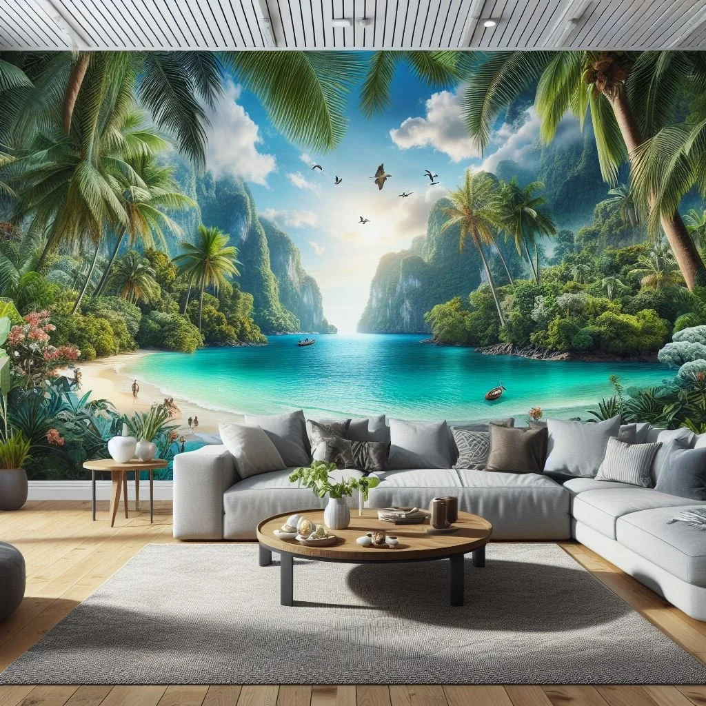 Breathtaking Tropical Wall Mural Transforming Room Ambiance