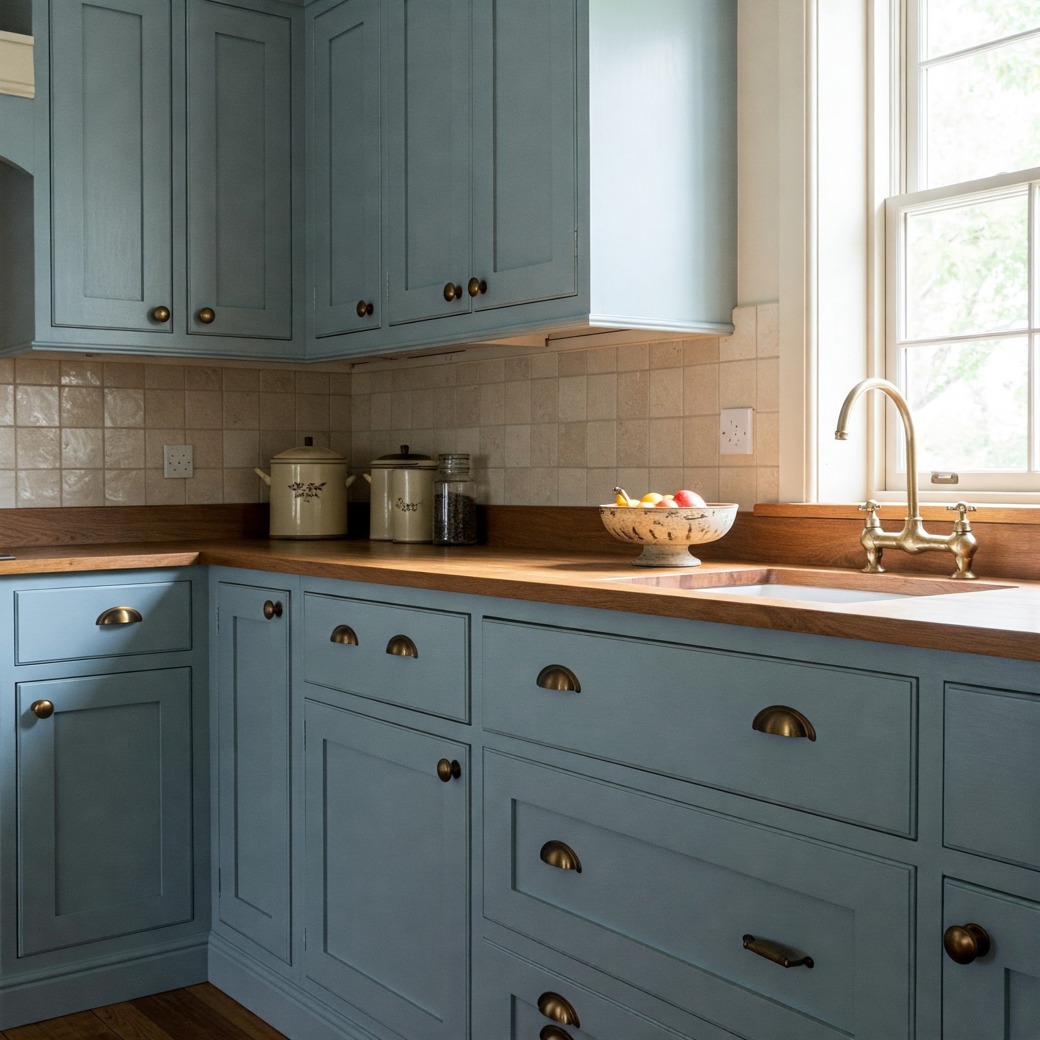 Farmhouse Blue Kitchen Cabinets