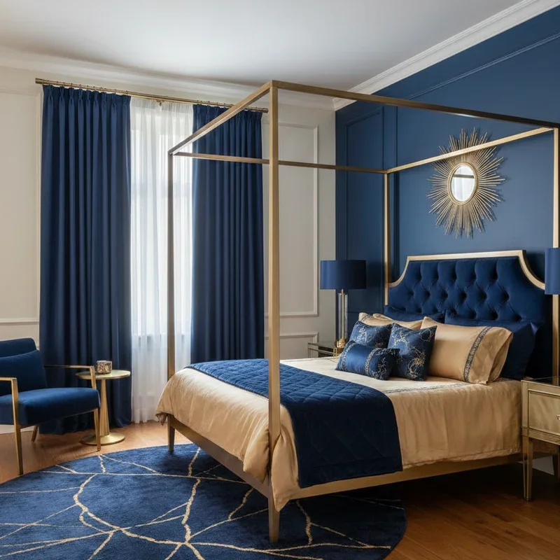Navy Blue and Gold Bedroom Ideas