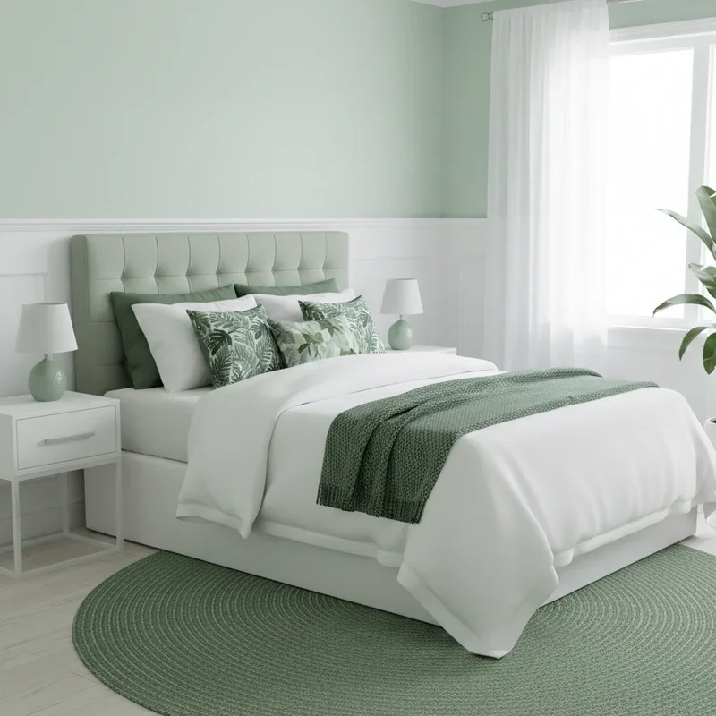 Green and White Bedroom Ideas