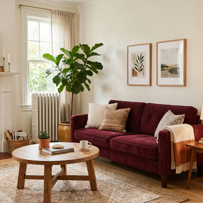Burgundy Couch Living Room Ideas