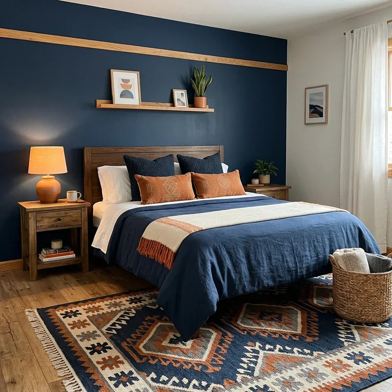 Navy Blue and Orange Bedroom Ideas