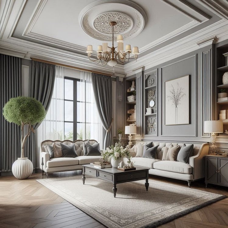 Modern-Traditional Living Room Layout Plans With Chenille Accent Walls photo