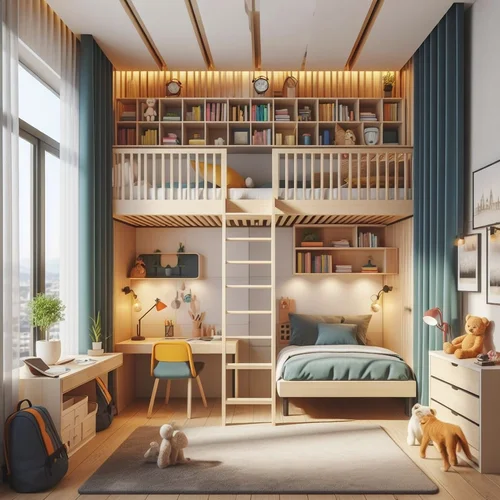 View of 15 Space-Saving Twin Bedroom Ideas for Small Rooms