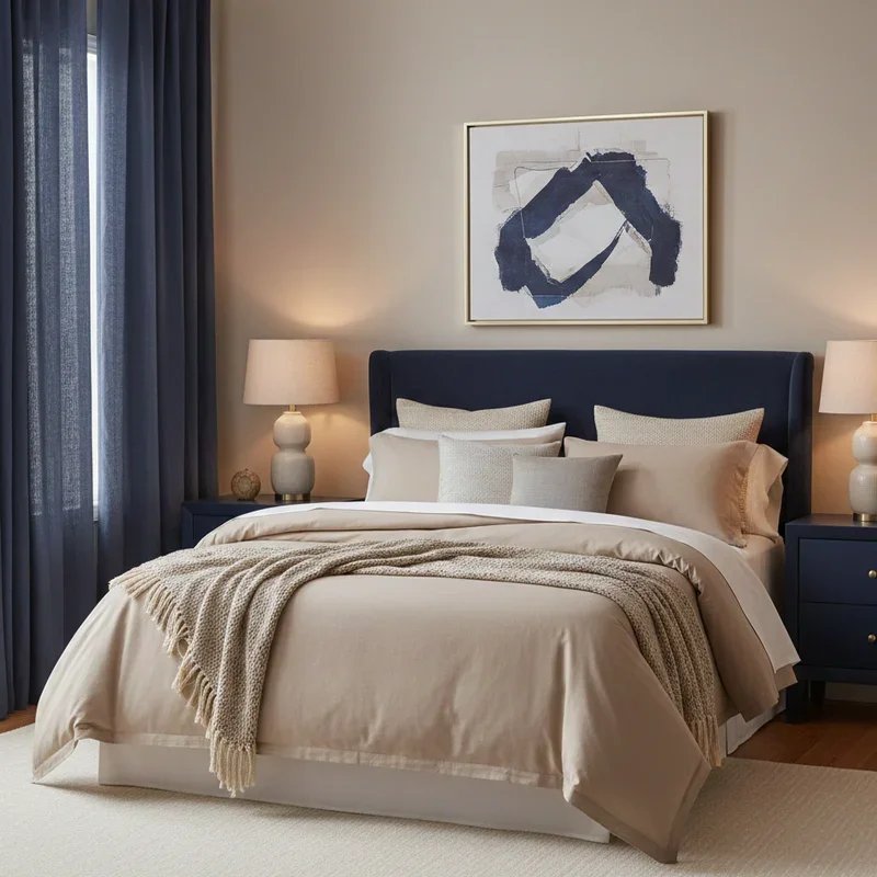 Navy Blue and Beige Bedroom Ideas