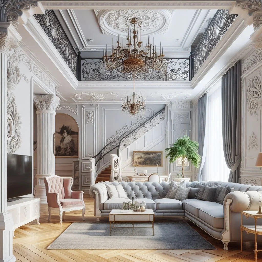 Modern Victorian Living Room Intricate Architectural Details