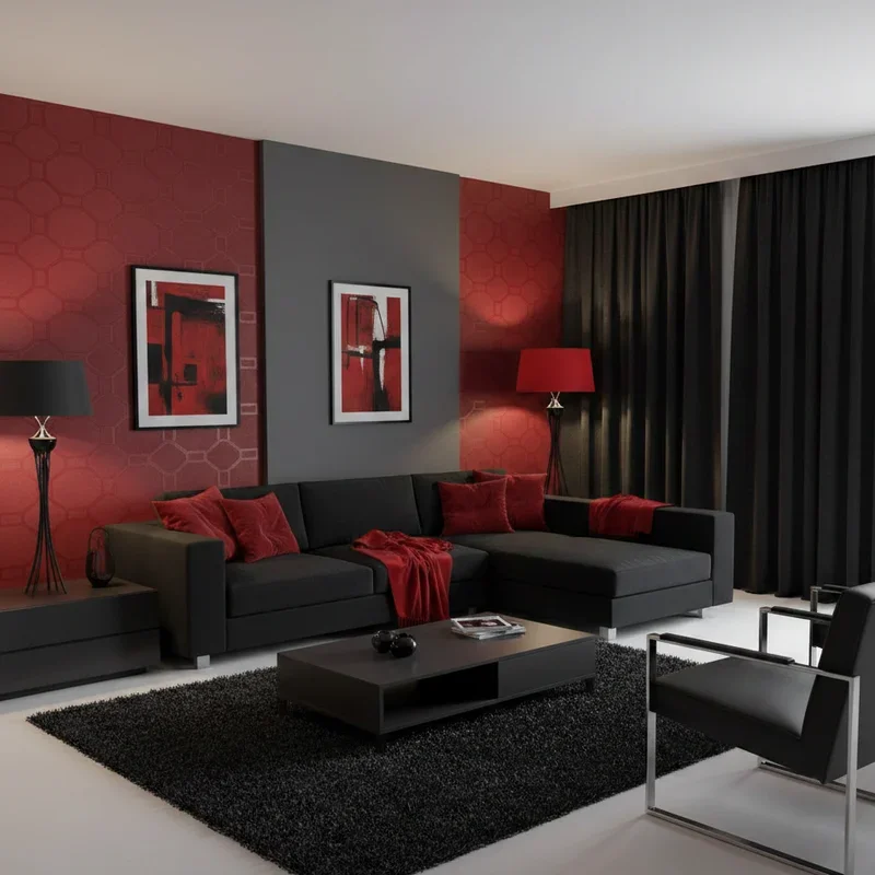 Red and Black Living Room Ideas