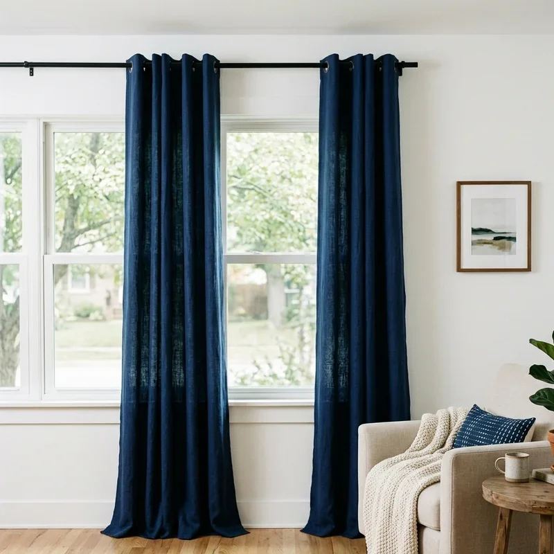 Navy Blue Curtains Living Room Ideas