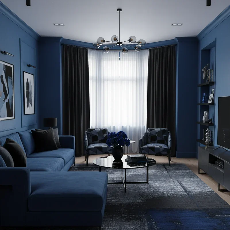 Black and Blue Living Room Ideas