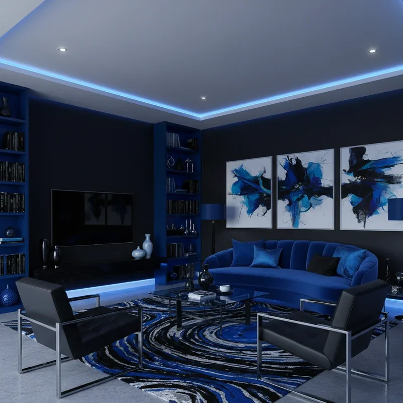 Black and Blue Living Room Ideas