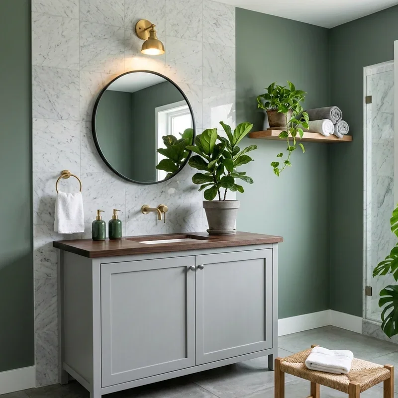 Grey and Green Bathroom Ideas