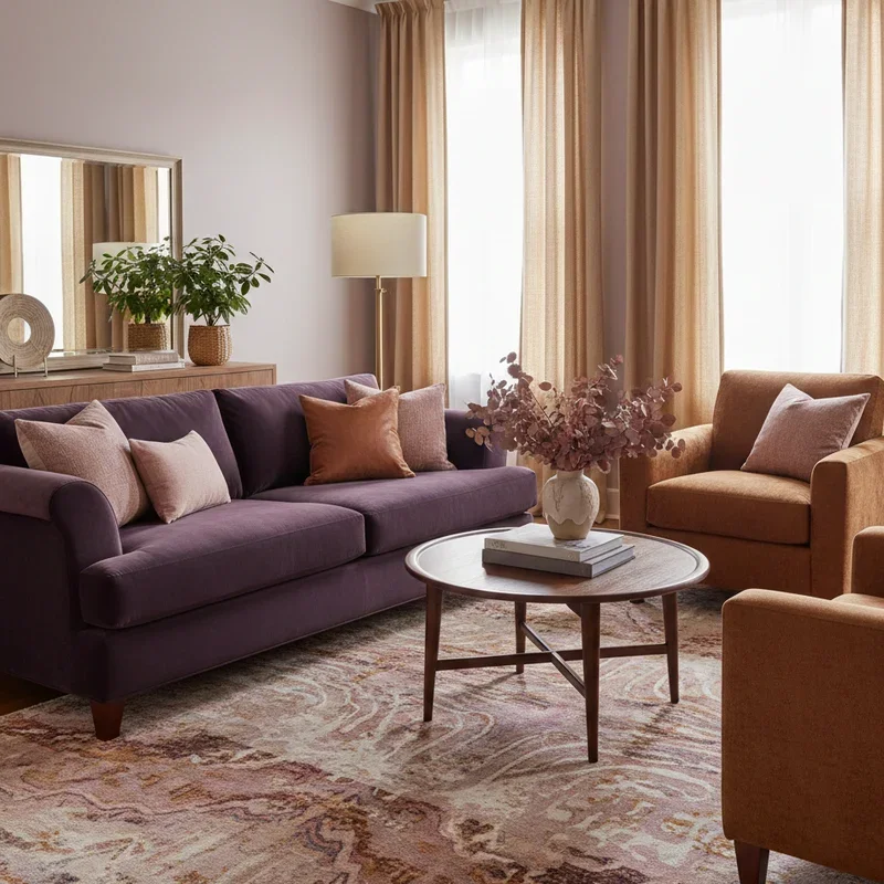 Purple and Brown Living Room Ideas