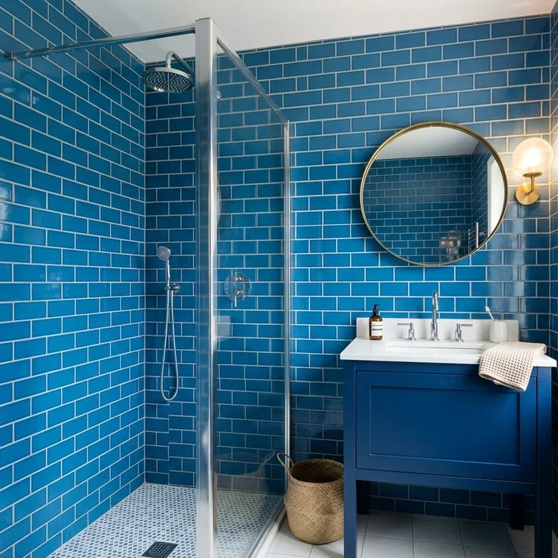 Blue Subway Tile Bathroom Ideas