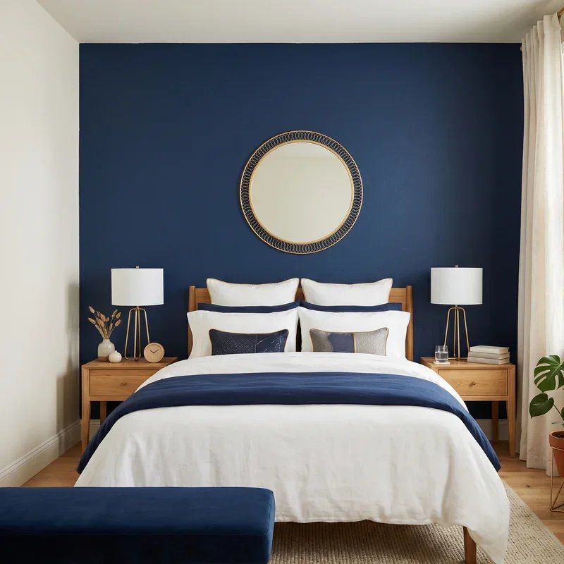 Navy Blue Accent Wall Bedroom Ideas