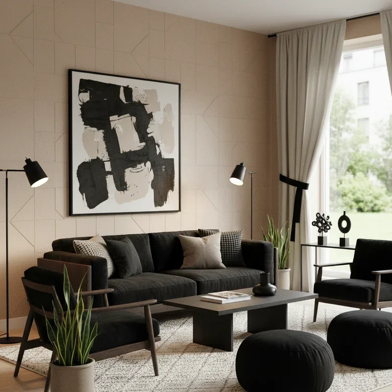 Black and Beige Living Room Ideas