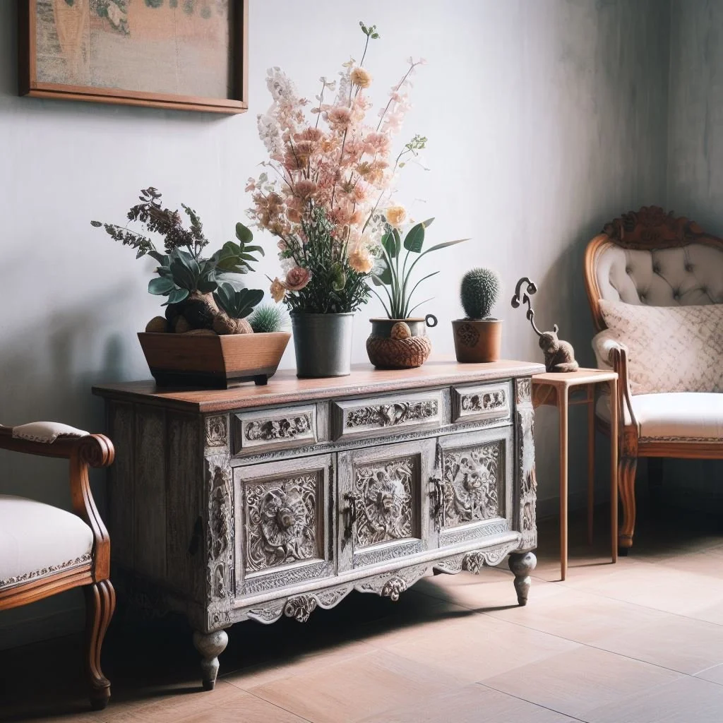 Repurposed furniture in a stylish interior.